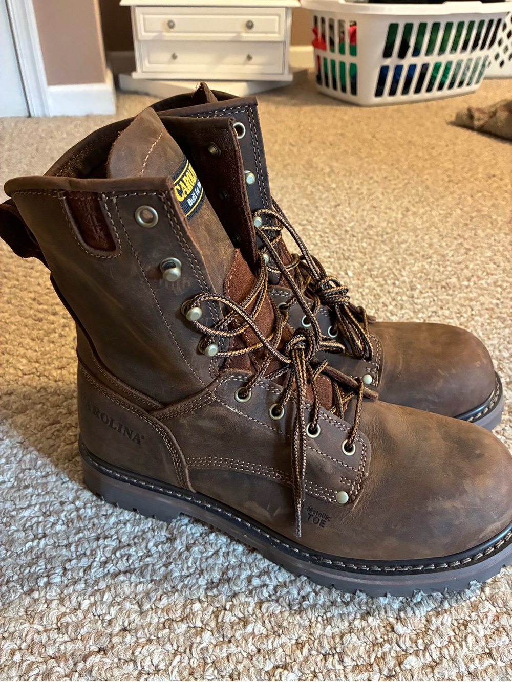 Carolina Men's 8” Brown Steel Toe Work Boots - Rugged Lace-Up waterproof